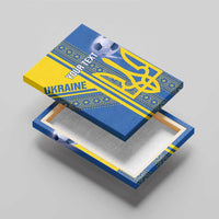 Custom Ukraine Football Canvas Wall Art Go Blue And Yellow Folk Pattern