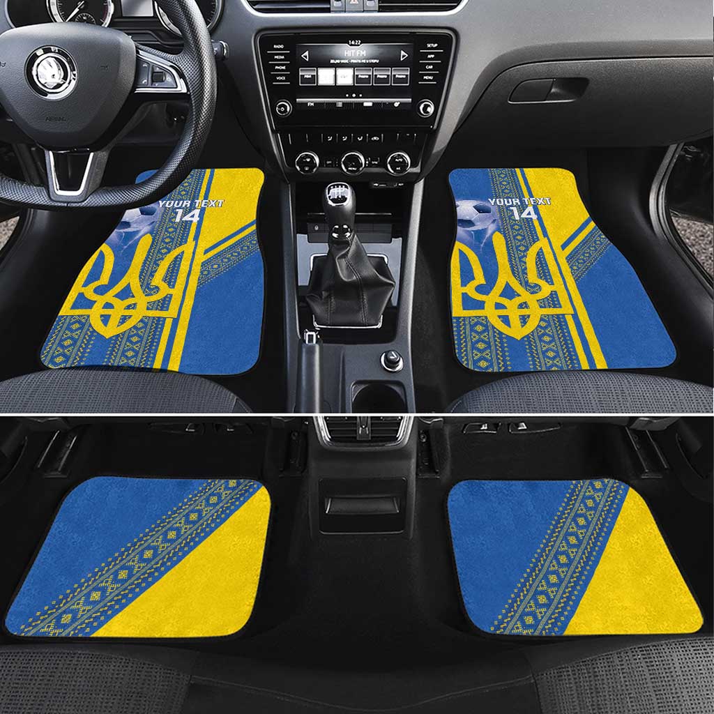 Custom Ukraine Football Car Mats Go Blue And Yellow Folk Pattern