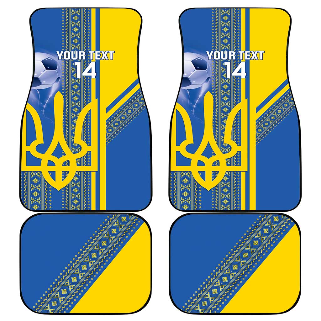 Custom Ukraine Football Car Mats Go Blue And Yellow Folk Pattern