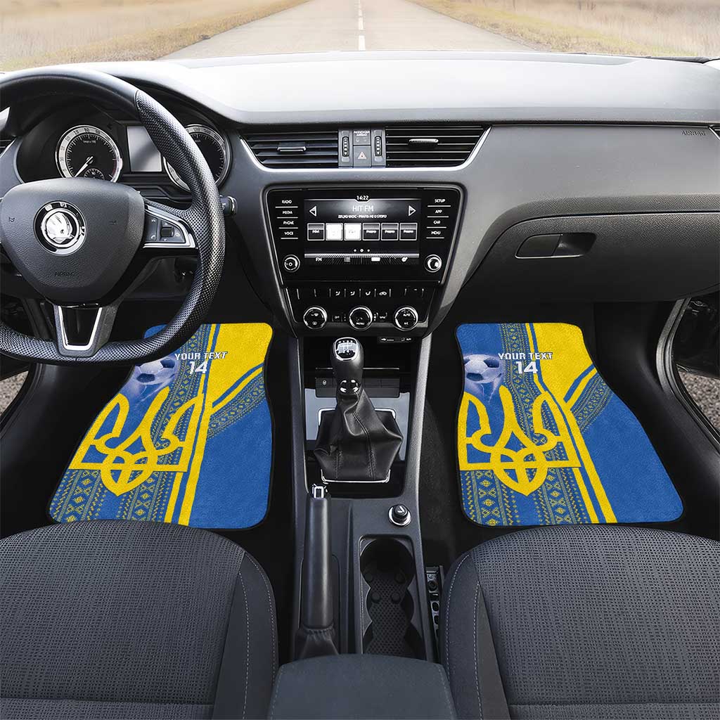 Custom Ukraine Football Car Mats Go Blue And Yellow Folk Pattern