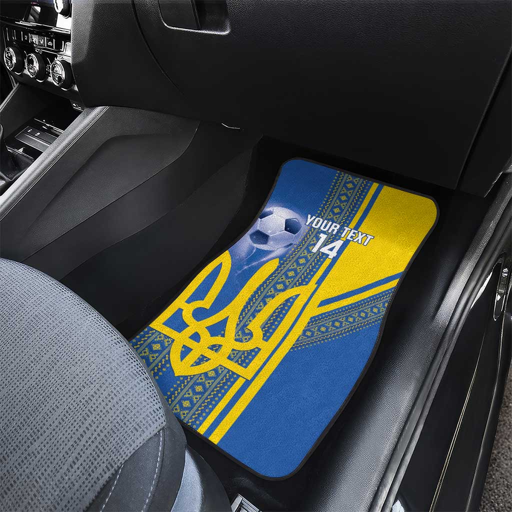 Custom Ukraine Football Car Mats Go Blue And Yellow Folk Pattern