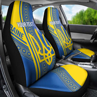 Custom Ukraine Football Car Seat Cover Go Blue And Yellow Folk Pattern