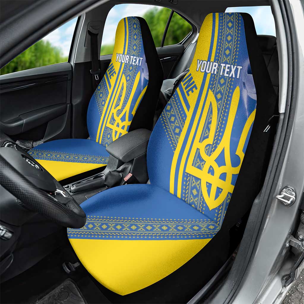 Custom Ukraine Football Car Seat Cover Go Blue And Yellow Folk Pattern