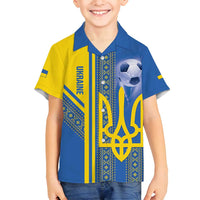 Custom Ukraine Football Family Matching Long Sleeve Bodycon Dress and Hawaiian Shirt Go Blue And Yellow Folk Pattern