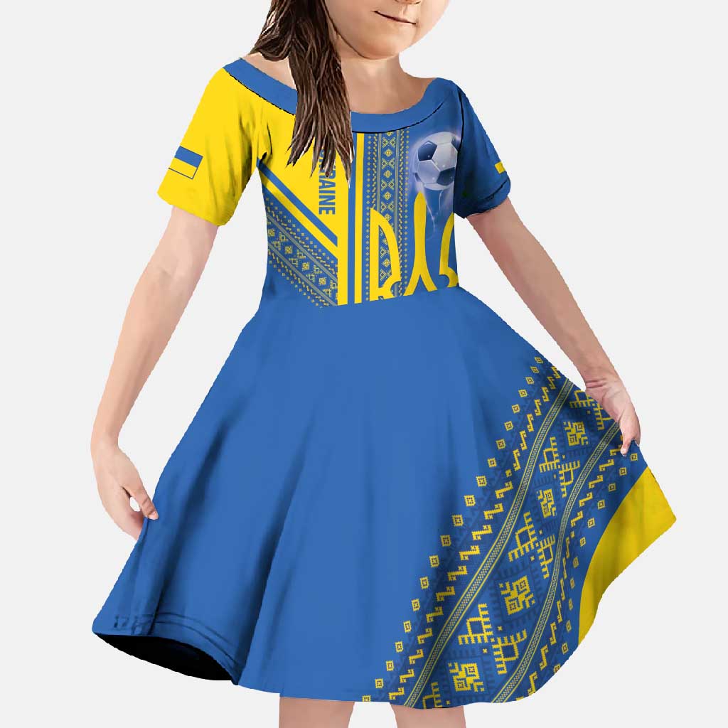 Custom Ukraine Football Family Matching Mermaid Dress and Hawaiian Shirt Go Blue And Yellow Folk Pattern