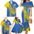 Custom Ukraine Football Family Matching Mermaid Dress and Hawaiian Shirt Go Blue And Yellow Folk Pattern