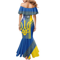 Custom Ukraine Football Family Matching Mermaid Dress and Hawaiian Shirt Go Blue And Yellow Folk Pattern