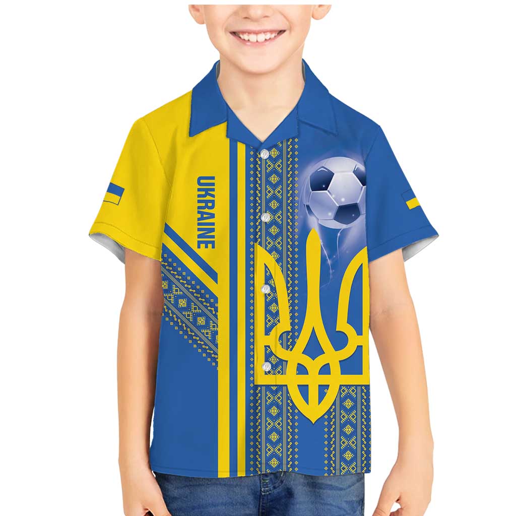 Custom Ukraine Football Family Matching Mermaid Dress and Hawaiian Shirt Go Blue And Yellow Folk Pattern