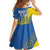 Custom Ukraine Football Family Matching Off The Shoulder Long Sleeve Dress and Hawaiian Shirt Go Blue And Yellow Folk Pattern