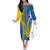 Custom Ukraine Football Family Matching Off The Shoulder Long Sleeve Dress and Hawaiian Shirt Go Blue And Yellow Folk Pattern