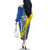 Custom Ukraine Football Family Matching Off The Shoulder Long Sleeve Dress and Hawaiian Shirt Go Blue And Yellow Folk Pattern
