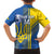 Custom Ukraine Football Family Matching Off Shoulder Short Dress and Hawaiian Shirt Go Blue And Yellow Folk Pattern