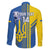 Custom Ukraine Football Family Matching Puletasi and Hawaiian Shirt Go Blue And Yellow Folk Pattern