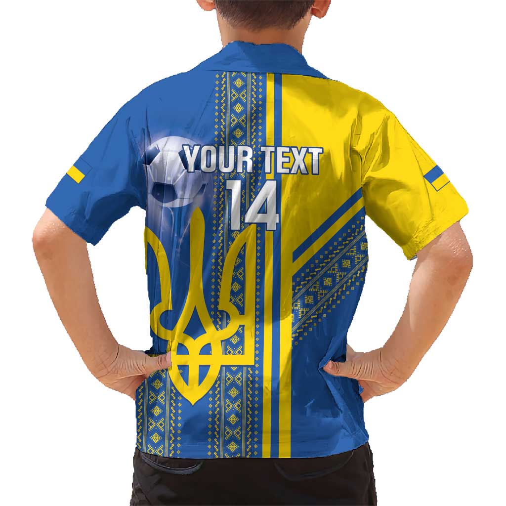Custom Ukraine Football Family Matching Short Sleeve Bodycon Dress and Hawaiian Shirt Go Blue And Yellow Folk Pattern