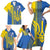Custom Ukraine Football Family Matching Short Sleeve Bodycon Dress and Hawaiian Shirt Go Blue And Yellow Folk Pattern