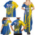 Custom Ukraine Football Family Matching Summer Maxi Dress and Hawaiian Shirt Go Blue And Yellow Folk Pattern