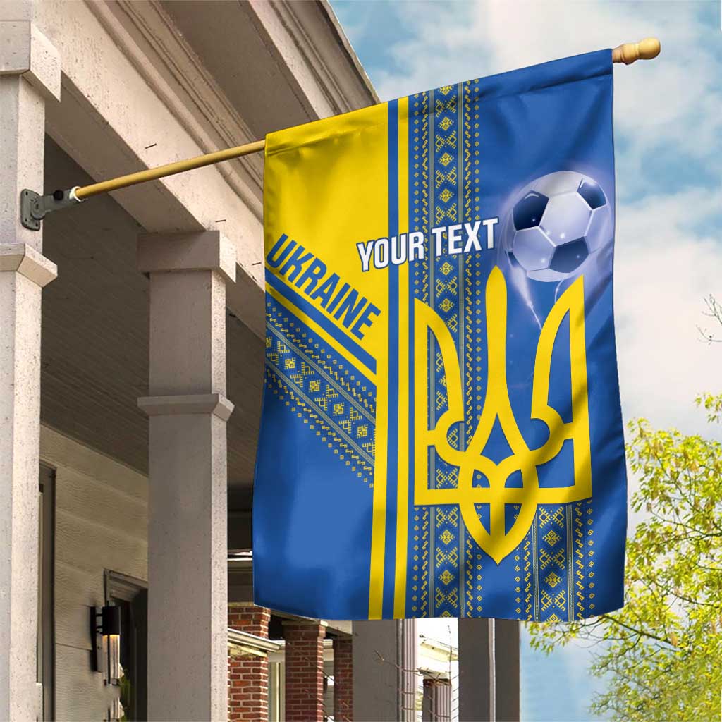 Custom Ukraine Football Garden Flag Go Blue And Yellow Folk Pattern