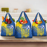Custom Ukraine Football Grocery Bag Go Blue And Yellow Folk Pattern