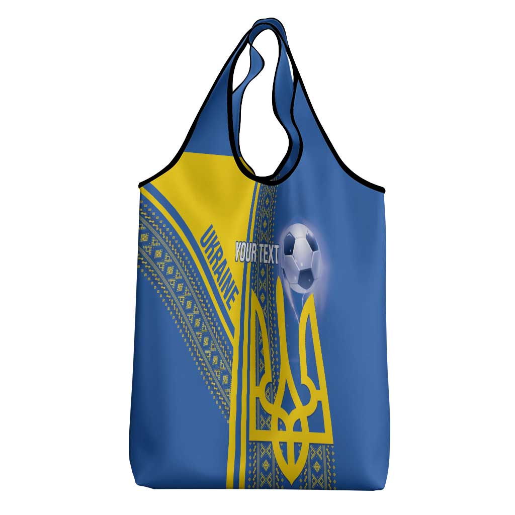 Custom Ukraine Football Grocery Bag Go Blue And Yellow Folk Pattern