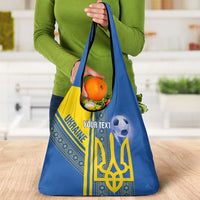 Custom Ukraine Football Grocery Bag Go Blue And Yellow Folk Pattern