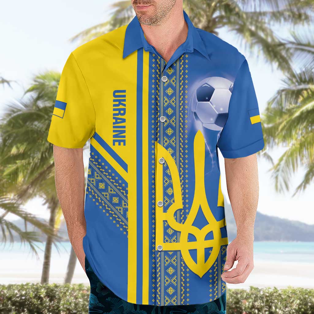 Custom Ukraine Football Hawaiian Shirt Go Blue And Yellow Folk Pattern