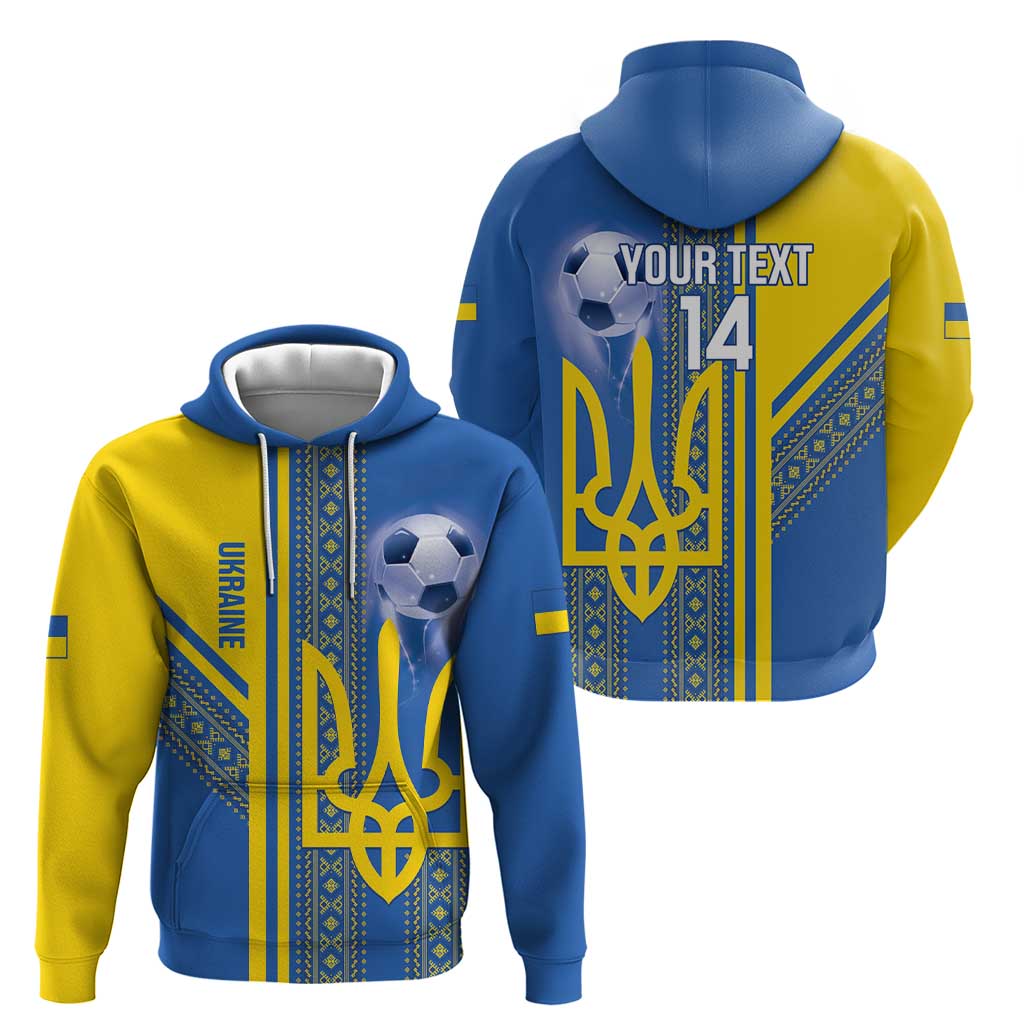 Custom Ukraine Football Hoodie Go Blue And Yellow Folk Pattern