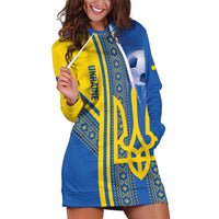 Custom Ukraine Football Hoodie Dress Go Blue And Yellow Folk Pattern