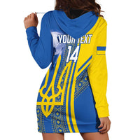 Custom Ukraine Football Hoodie Dress Go Blue And Yellow Folk Pattern