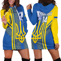 Custom Ukraine Football Hoodie Dress Go Blue And Yellow Folk Pattern