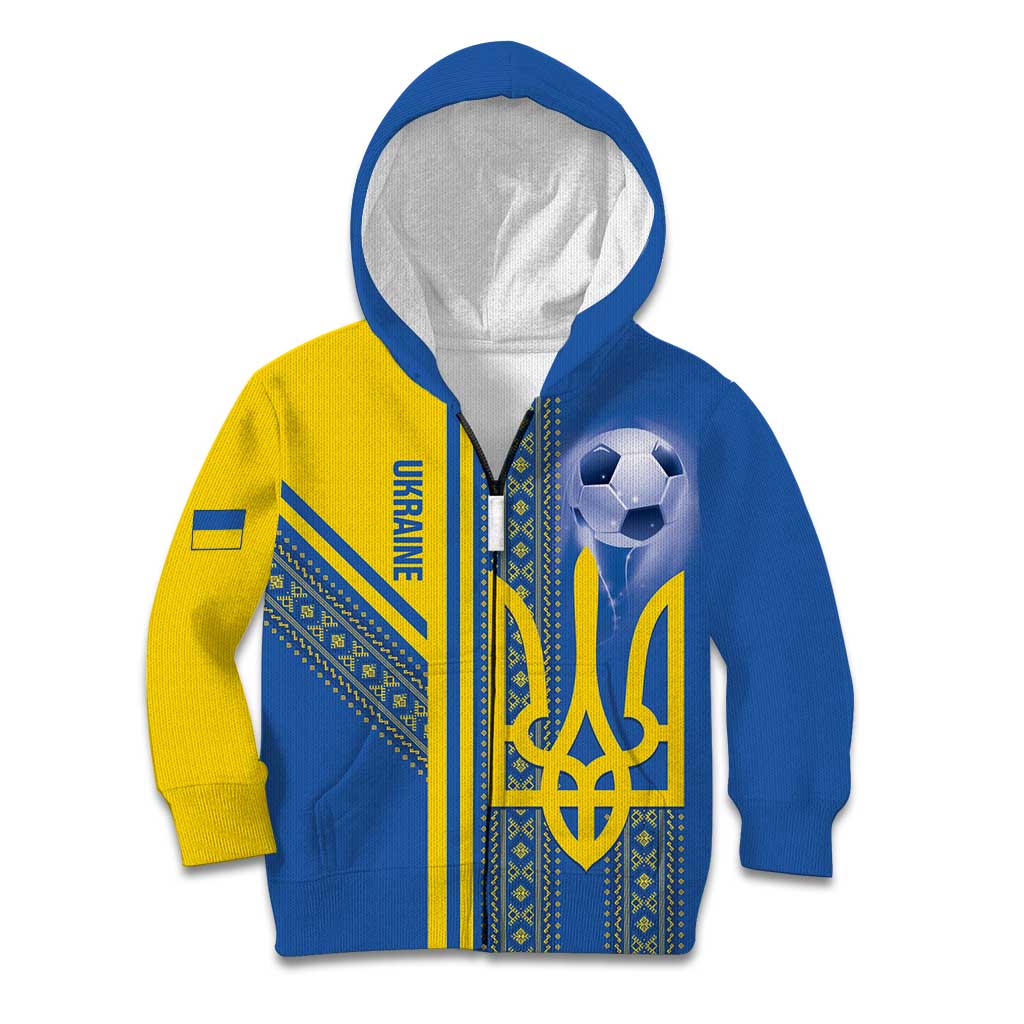 Custom Ukraine Football Kid Hoodie Go Blue And Yellow Folk Pattern