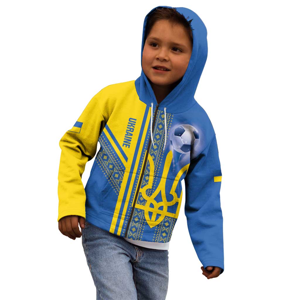 Custom Ukraine Football Kid Hoodie Go Blue And Yellow Folk Pattern