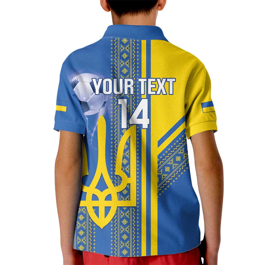 Custom Ukraine Football Kid Polo Shirt Go Blue And Yellow Folk Pattern