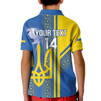 Custom Ukraine Football Kid Polo Shirt Go Blue And Yellow Folk Pattern
