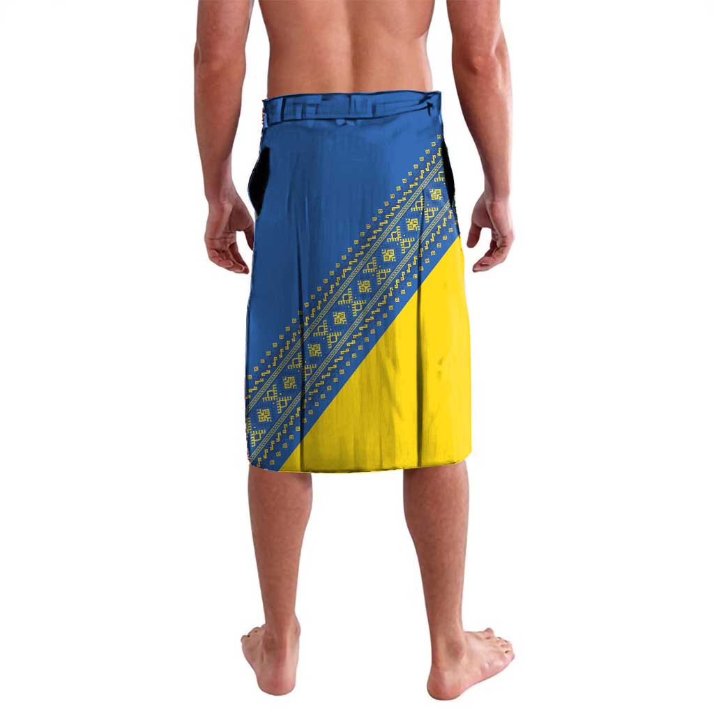 Custom Ukraine Football Lavalava Go Blue And Yellow Folk Pattern