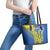 Custom Ukraine Football Leather Tote Bag Go Blue And Yellow Folk Pattern