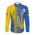 Custom Ukraine Football Long Sleeve Button Shirt Go Blue And Yellow Folk Pattern