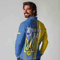 Custom Ukraine Football Long Sleeve Polo Shirt Go Blue And Yellow Folk Pattern