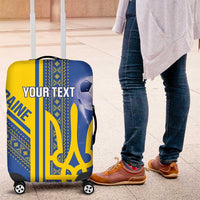Custom Ukraine Football Luggage Cover Go Blue And Yellow Folk Pattern