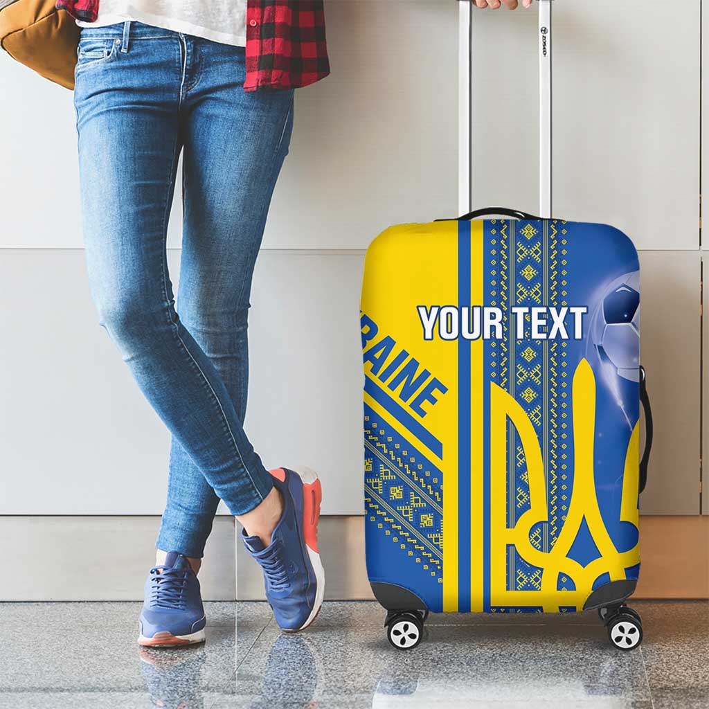 Custom Ukraine Football Luggage Cover Go Blue And Yellow Folk Pattern