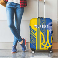 Custom Ukraine Football Luggage Cover Go Blue And Yellow Folk Pattern