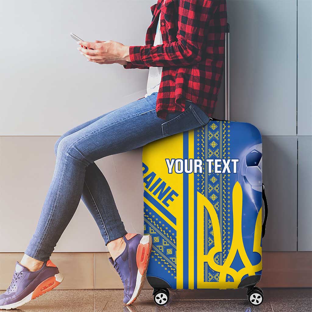 Custom Ukraine Football Luggage Cover Go Blue And Yellow Folk Pattern