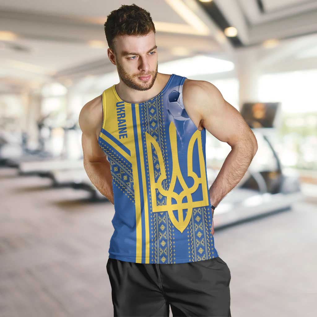 Custom Ukraine Football Men Tank Top Go Blue And Yellow Folk Pattern