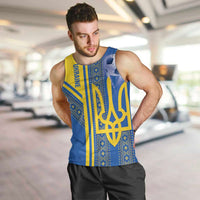 Custom Ukraine Football Men Tank Top Go Blue And Yellow Folk Pattern