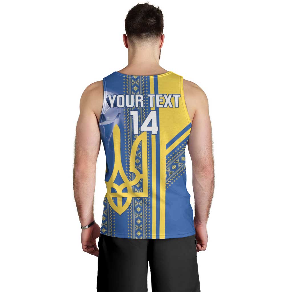 Custom Ukraine Football Men Tank Top Go Blue And Yellow Folk Pattern