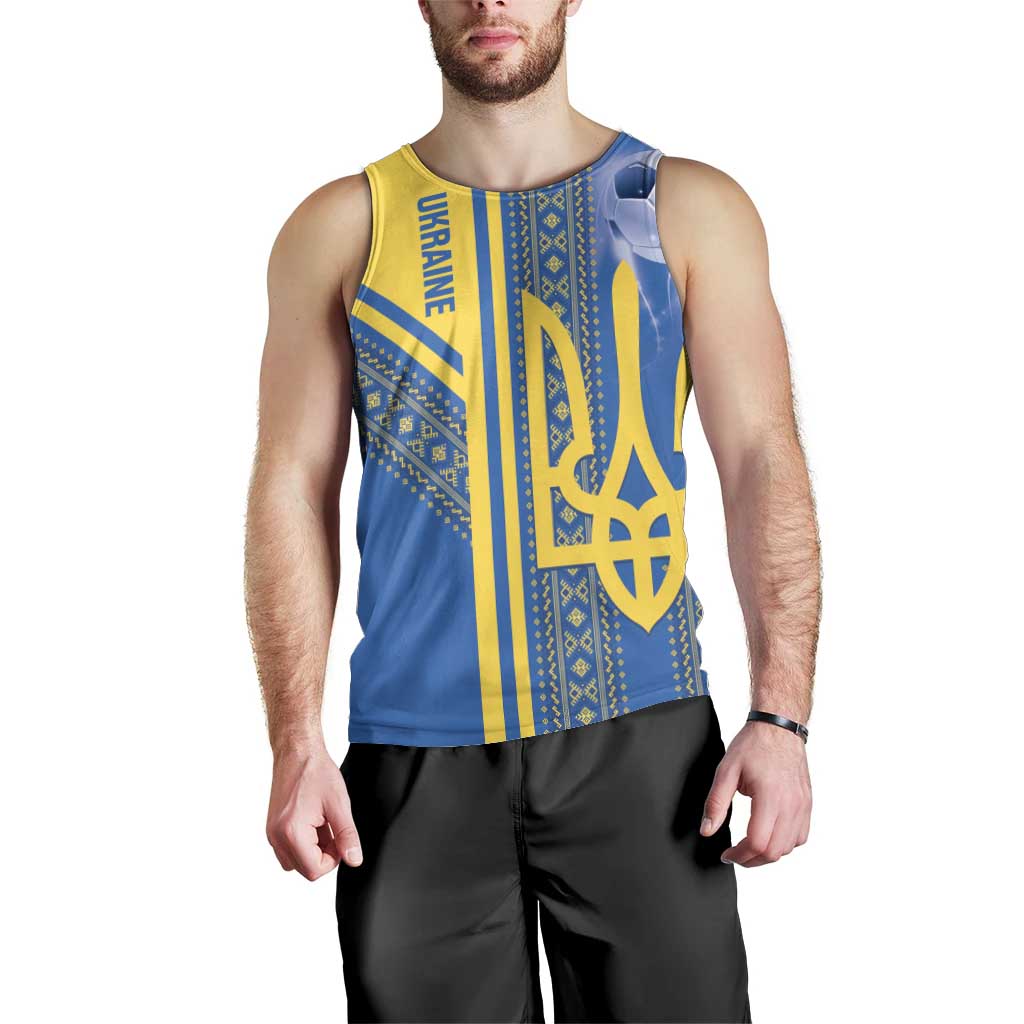 Custom Ukraine Football Men Tank Top Go Blue And Yellow Folk Pattern