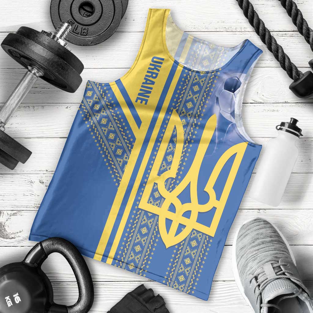 Custom Ukraine Football Men Tank Top Go Blue And Yellow Folk Pattern