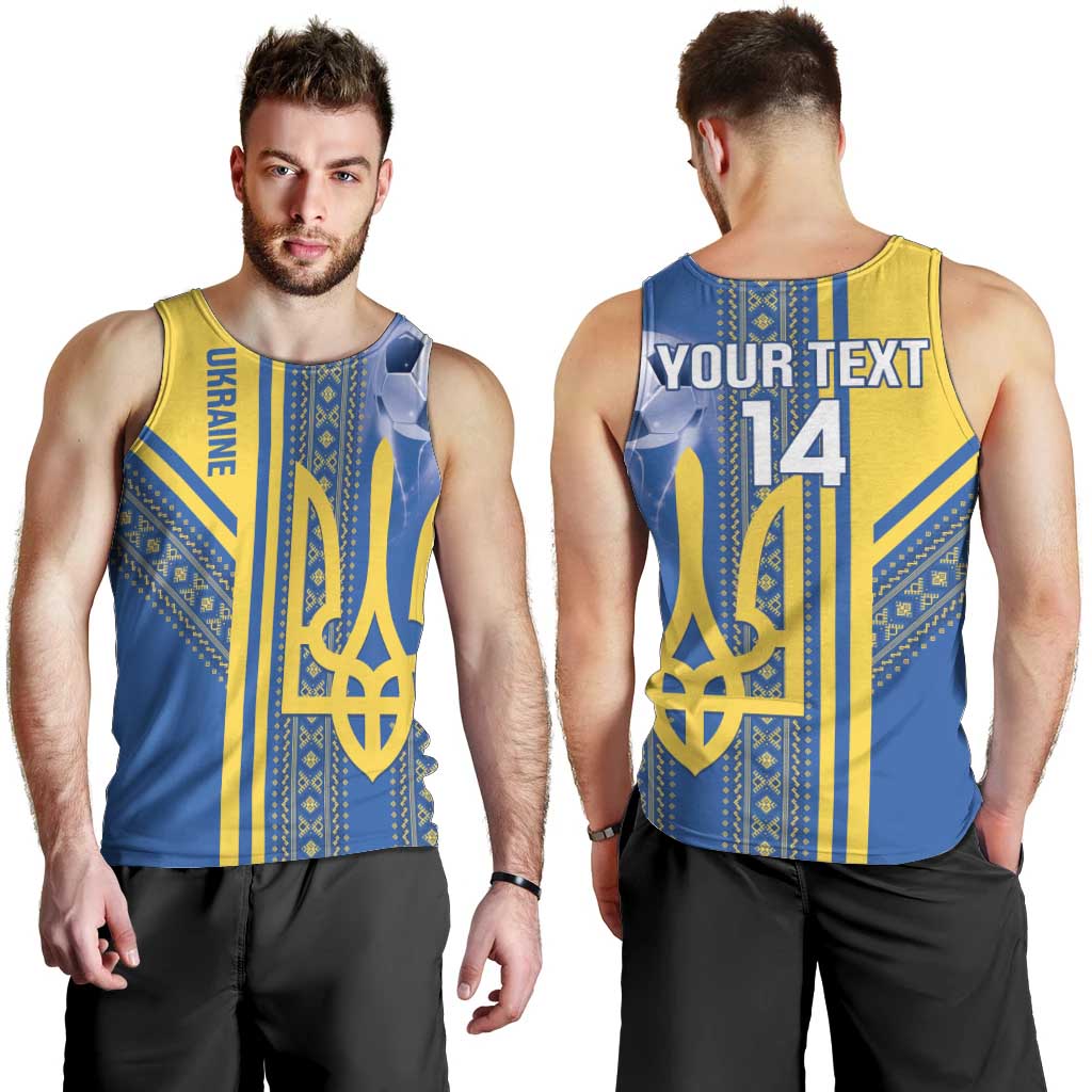 Custom Ukraine Football Men Tank Top Go Blue And Yellow Folk Pattern