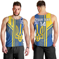 Custom Ukraine Football Men Tank Top Go Blue And Yellow Folk Pattern
