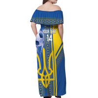Custom Ukraine Football Off Shoulder Maxi Dress Go Blue And Yellow Folk Pattern