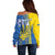 Custom Ukraine Football Off Shoulder Sweater Go Blue And Yellow Folk Pattern